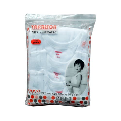 Pure Cotton Boys Vests Low Neck Under Wear -  3 In 1 - White