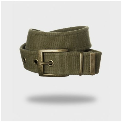 Men's Brass Effect Pin Buckle Canvas - Moss