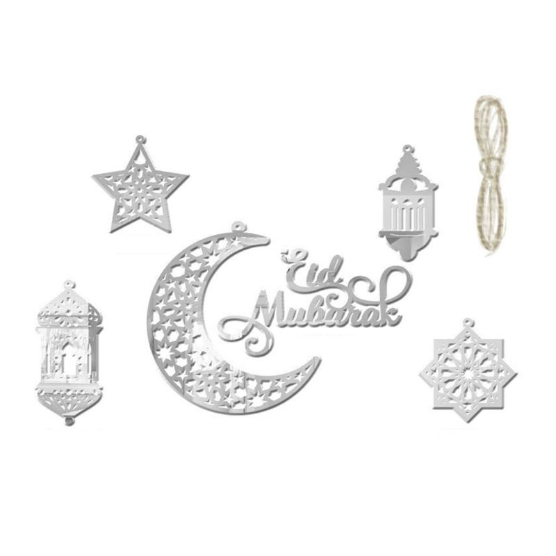 1Set Eid Acrylic Pendant Moon And Star Art Charm Birthday
