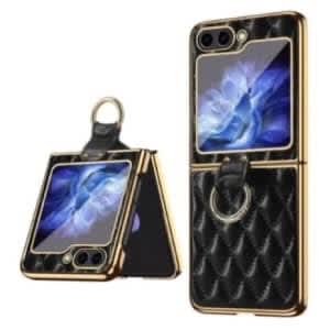 Leather Case With Ring Holder For Samsung Galaxy Z Flip 6 5g - Black