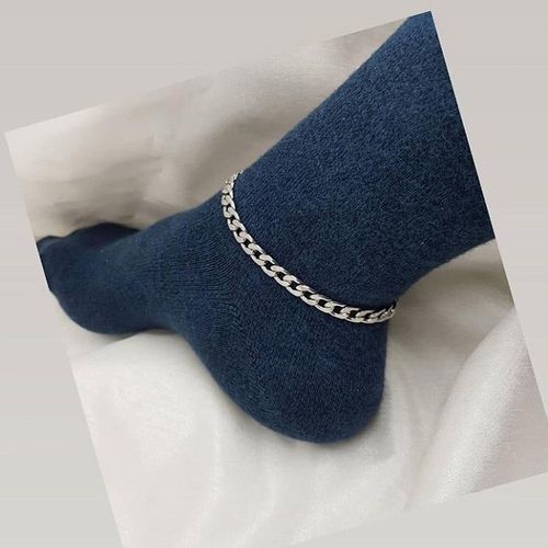 Silver Cuban Chain Anklet Ankle Leg Chain