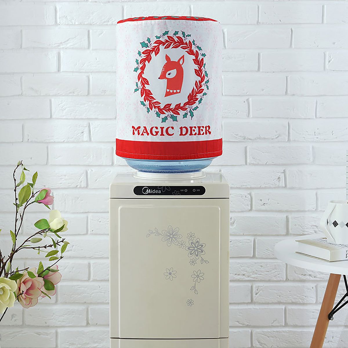 Dispenser Water Bucket Christmas Dust Cover Container Bo Red
