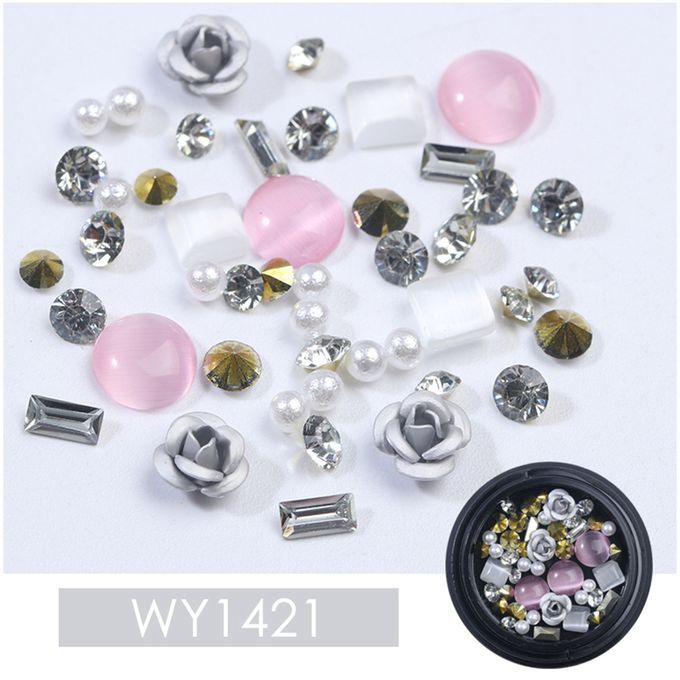 Fashion Mixed Colorful Rhinestones Gemstone Beads Nails