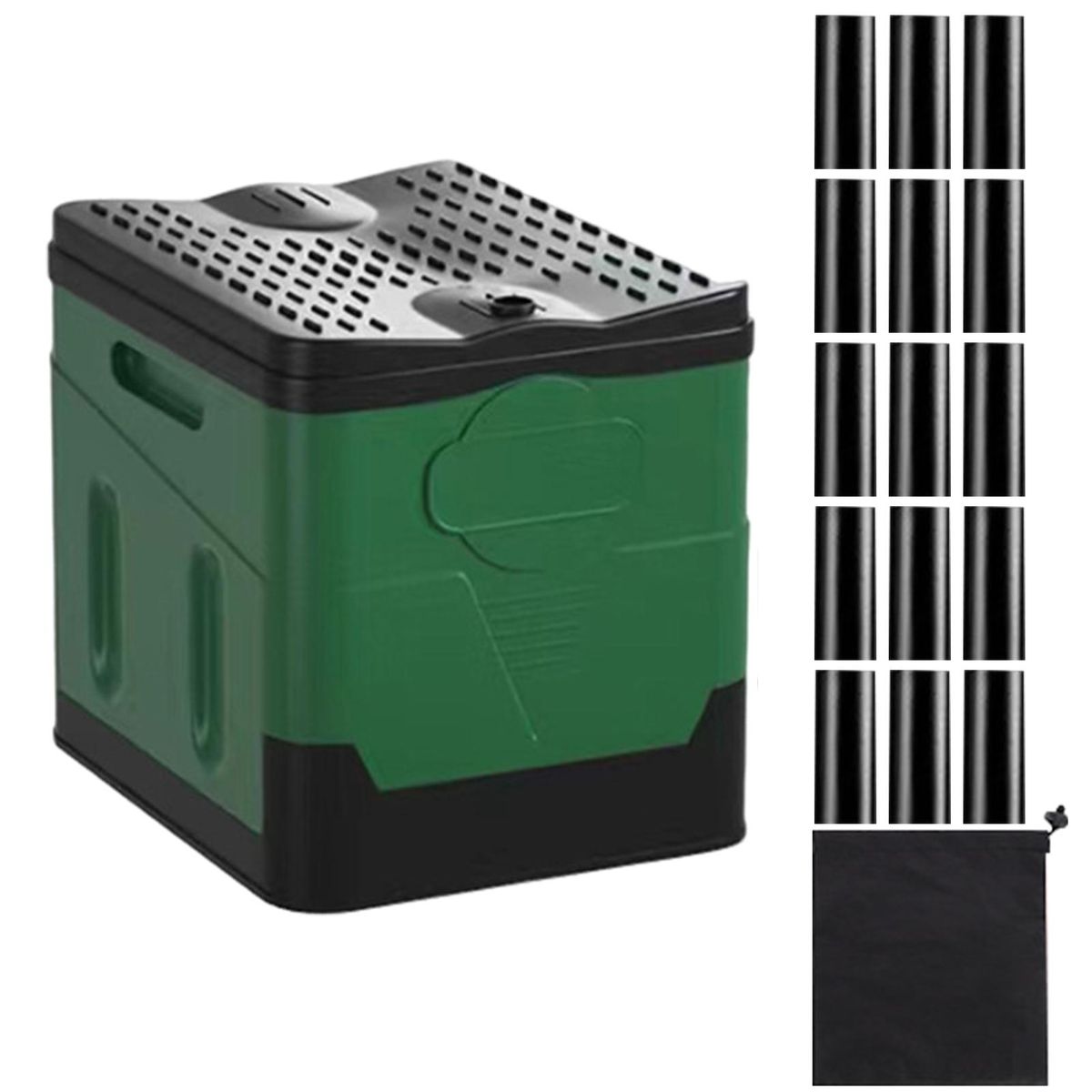 Waterproof Camping Toilet Freshair Portable Camping Toilet Odor-free Army Green