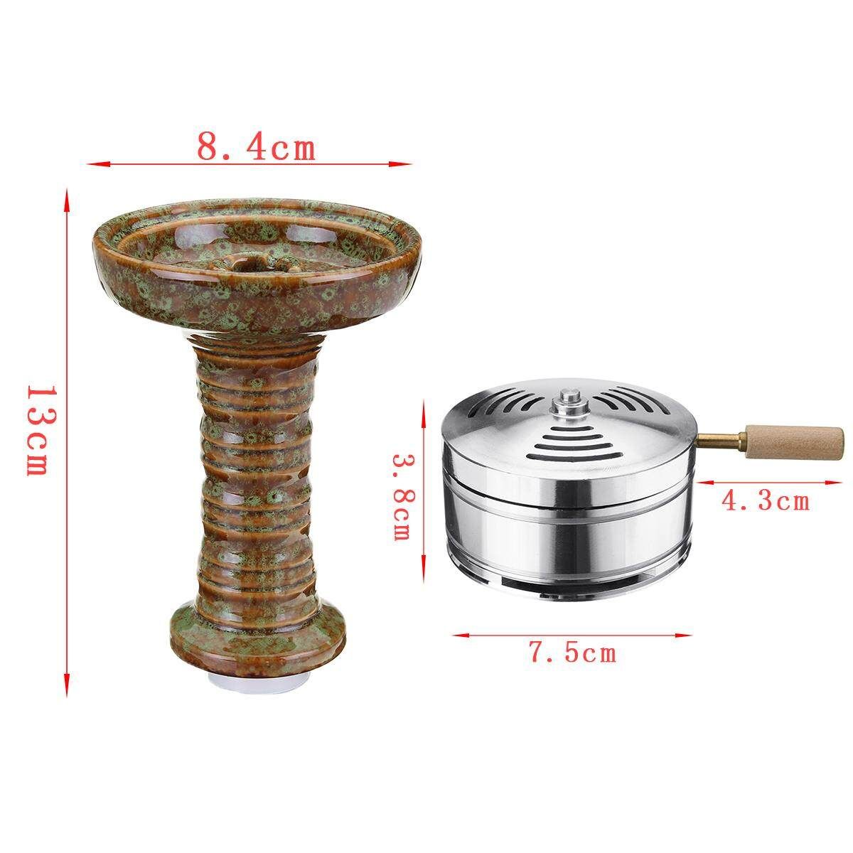 Ceramic Chicha Water Pipe Bowl And Caloud Charcoal Holder Green