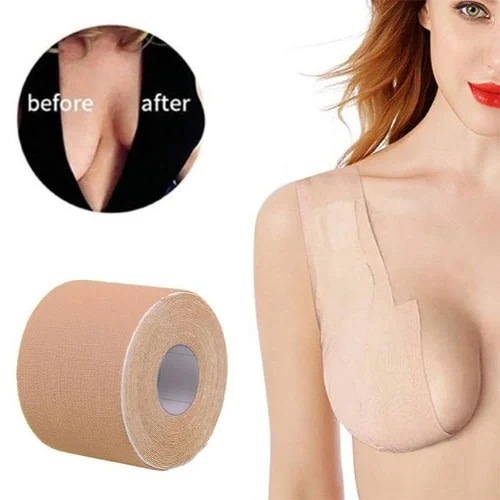 2 In 1 Instant Breast Lift Adhesive Boobs Tape - Beige/black