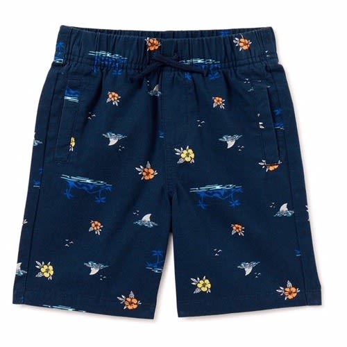 Toddler Boys Woven Print Shorts - Navy Blue Floral