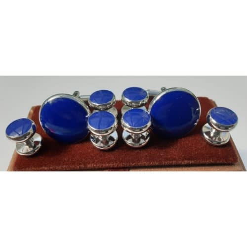 Cufflinks with Shirt Studs - Blue & Silver