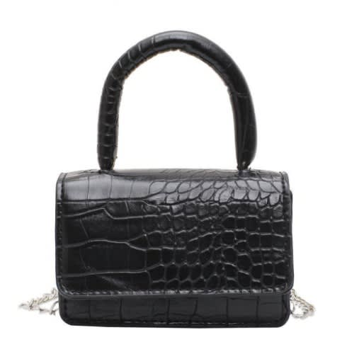 Mini Leather Crossbody Bag For Girls - Black