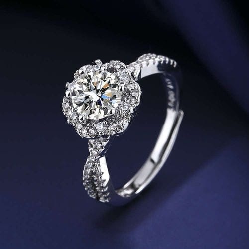 Diamond Open Blossom Engagement/wedding Ring