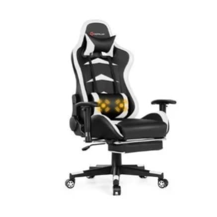 Gaming/office Chair With Footrest - Black/white