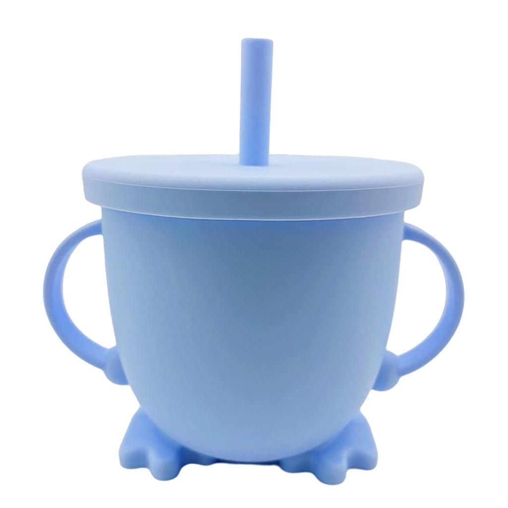 1pc Cartoon Baby Sippy Cups Feeding Cups Baby Drinkware With Light Bue