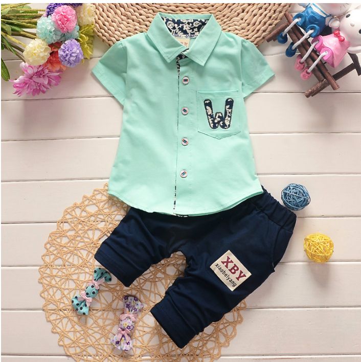 Boys' Polo Suit Children's Cotton Lapel T-shirt