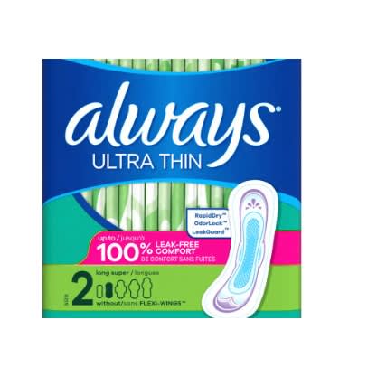 Ultra Thin Daytime Pads - Size 2 - Long Super - 44 pads