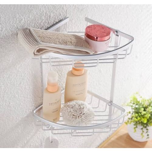 2 Layer Triangular Shower Bathroom Corner Bath Rack