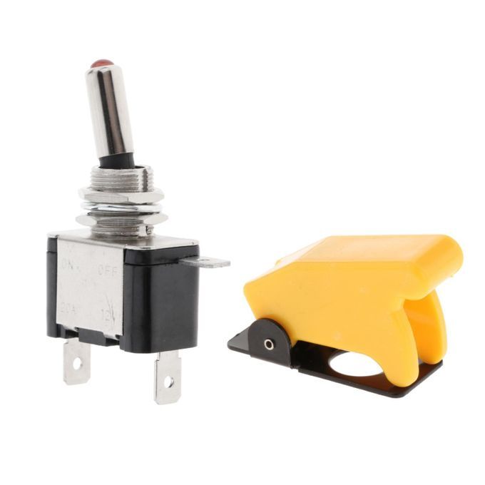 Safety Cover LED Rocker Toggle Switch Button 12mm 12V 20A 3Pin Yellow