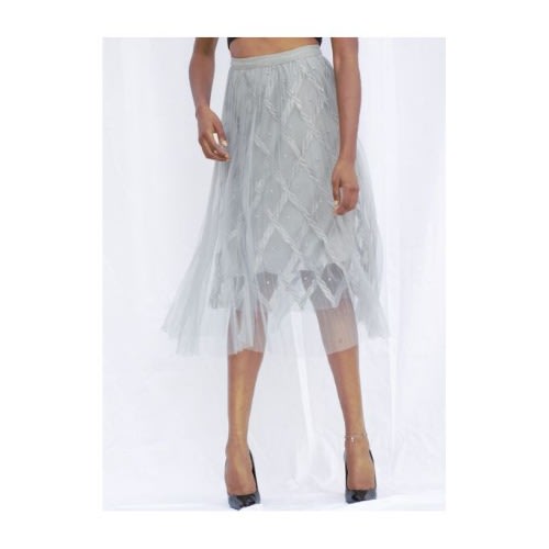 Queen Of Sheba New York Pearl Lace Grey Skirt