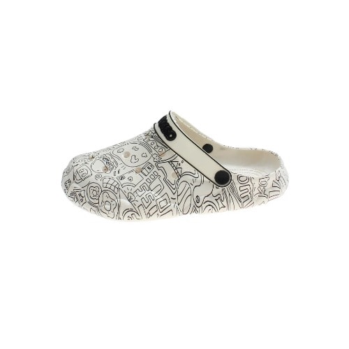 Graffiti Hole Antiskid Unisex Crocs - Biege