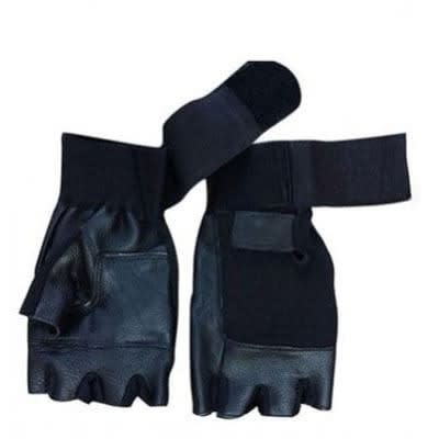 Gym/ Weightlifting Leather Gloves - Black