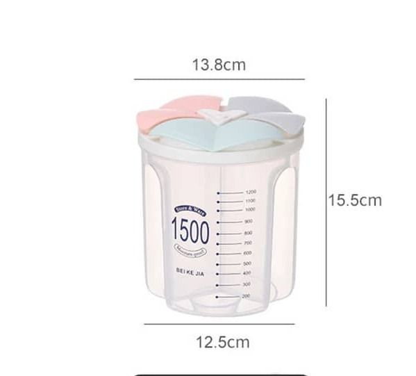 Cylindrical Cereal Container With 3 Sections - 1500ml
