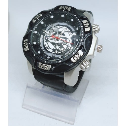 Men Leather Wristwatch + Free Bracelet