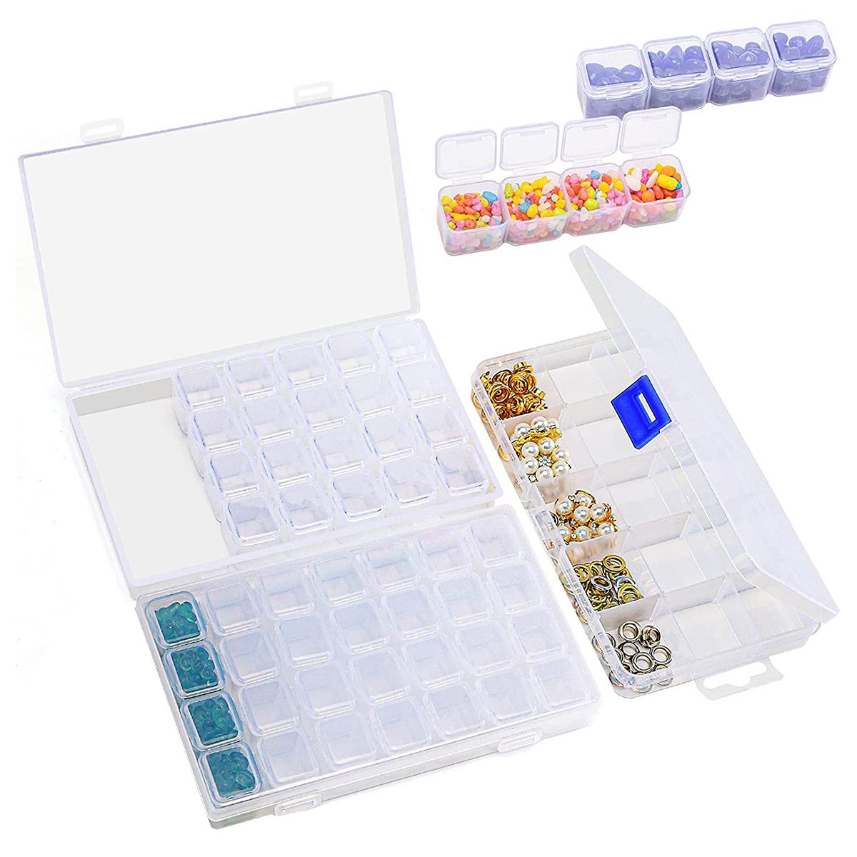 3Pack Clear Plastic Bead Containers For DIY Art Craft