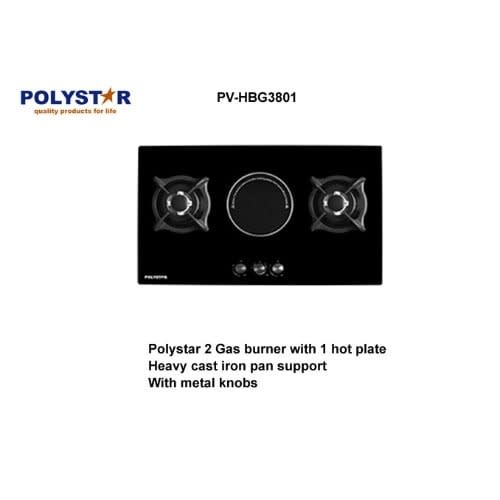 Tempered Glass 2 Burner + 1 Hot Plate -800x480mm- Pv-hbg3801