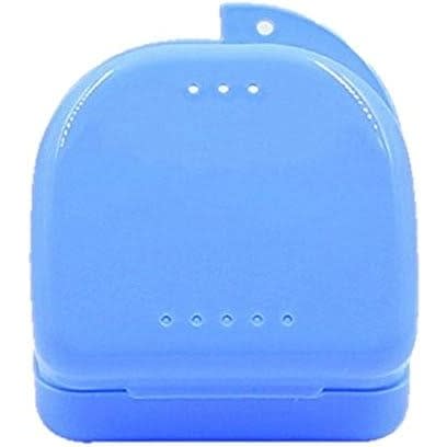 Denture Case Cover Mouth Guard Container With Vent Holes - Blue