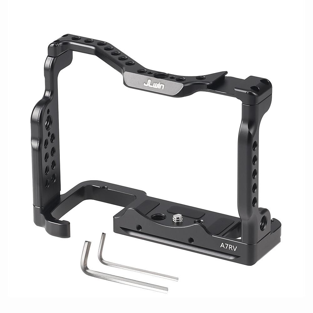 JLwin A7RV Metal Camera Cage Aluminum Alloy with Quick Release Plate Cold Shoe Mount Magnetic Wrench Slot Numerous 1/4in-20 And 3/8in-16 Threaded Holes Compatible with Sony Alpha A7RV Camera