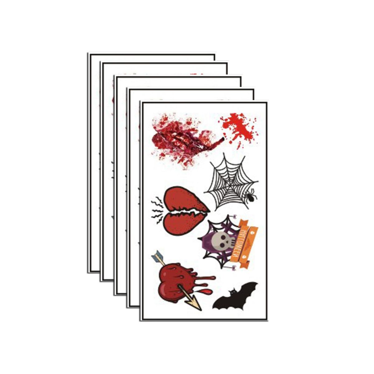Waterproof Tattoo Stickers 5-pack Halloween Scar Tattoo for Parties B