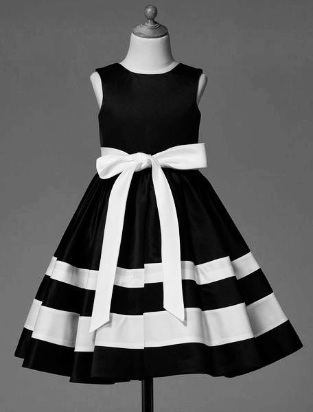 Under Knee Black And White Dress For Special Occasions