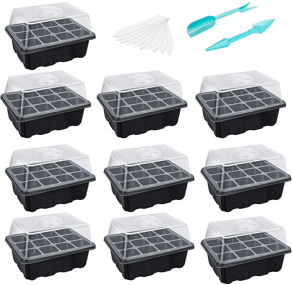10 Sets Adjustable Plant Starter Kit (12 Cells Per Tray)