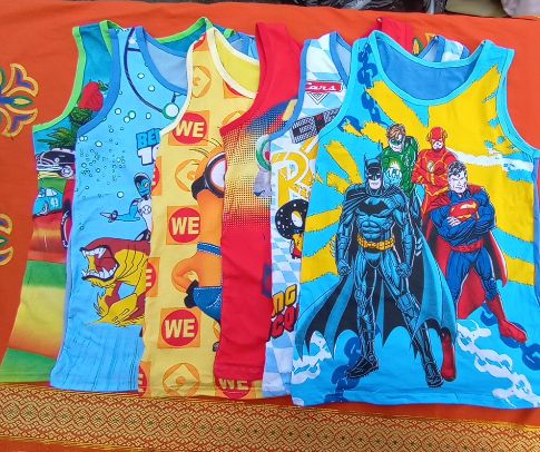 6pcs Cartoon Characters Boys Colourful Singlet