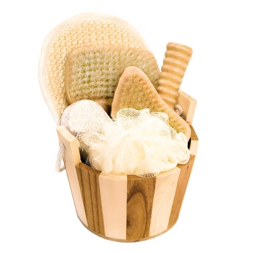 Striped Giftset In Wooden Tub - 6-piece