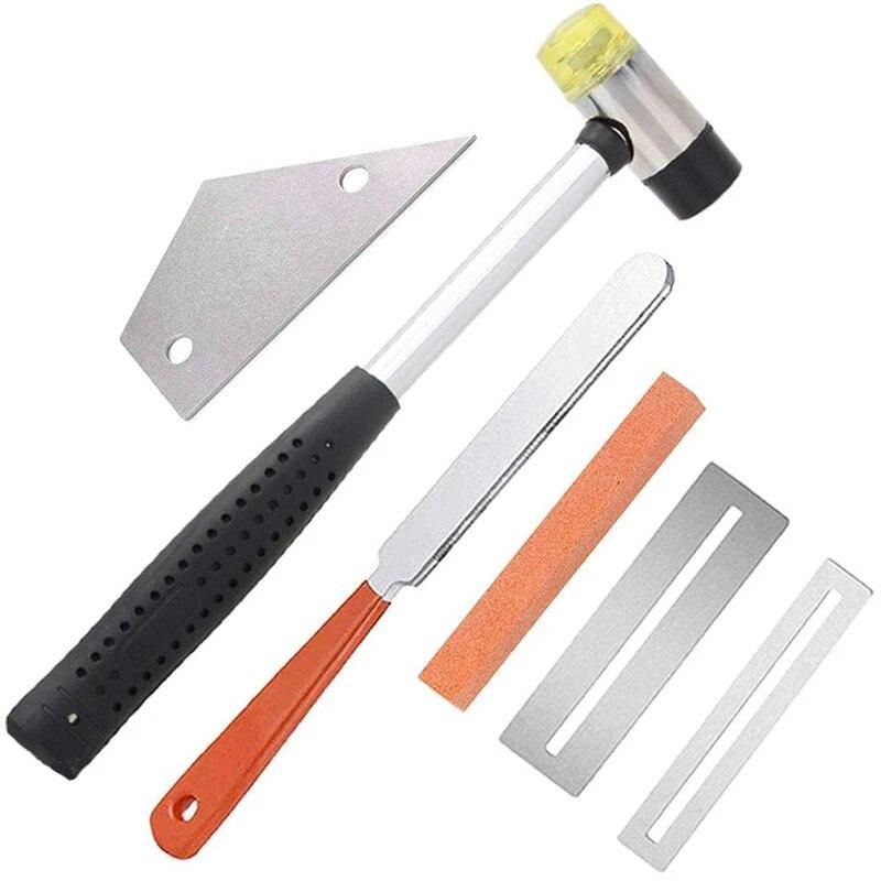 XSXS--Guitar Tool Kit, Guitar Fret Crowning File, Double Guitar Bass Fret Wire Hammer, Stainless Steel Fret Rocker, 2 Pcs Finger