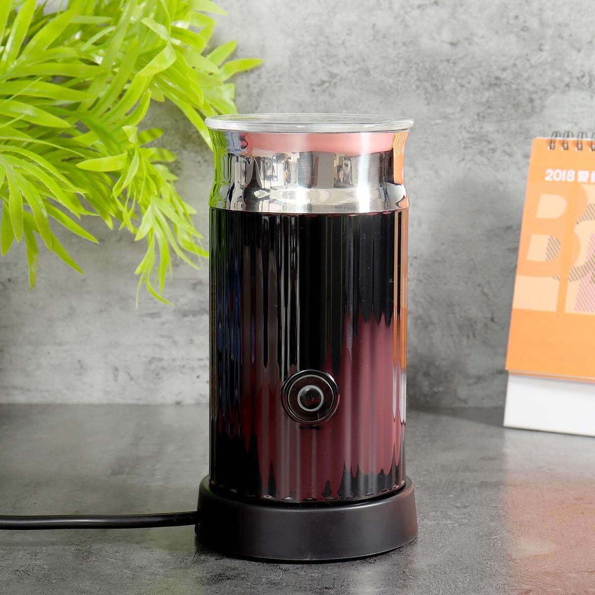 Milk Frother Warmer-Hot/Cold Froth Maker/Foamer-Coffee,Cafe, Chai Latte#Black Black (black)