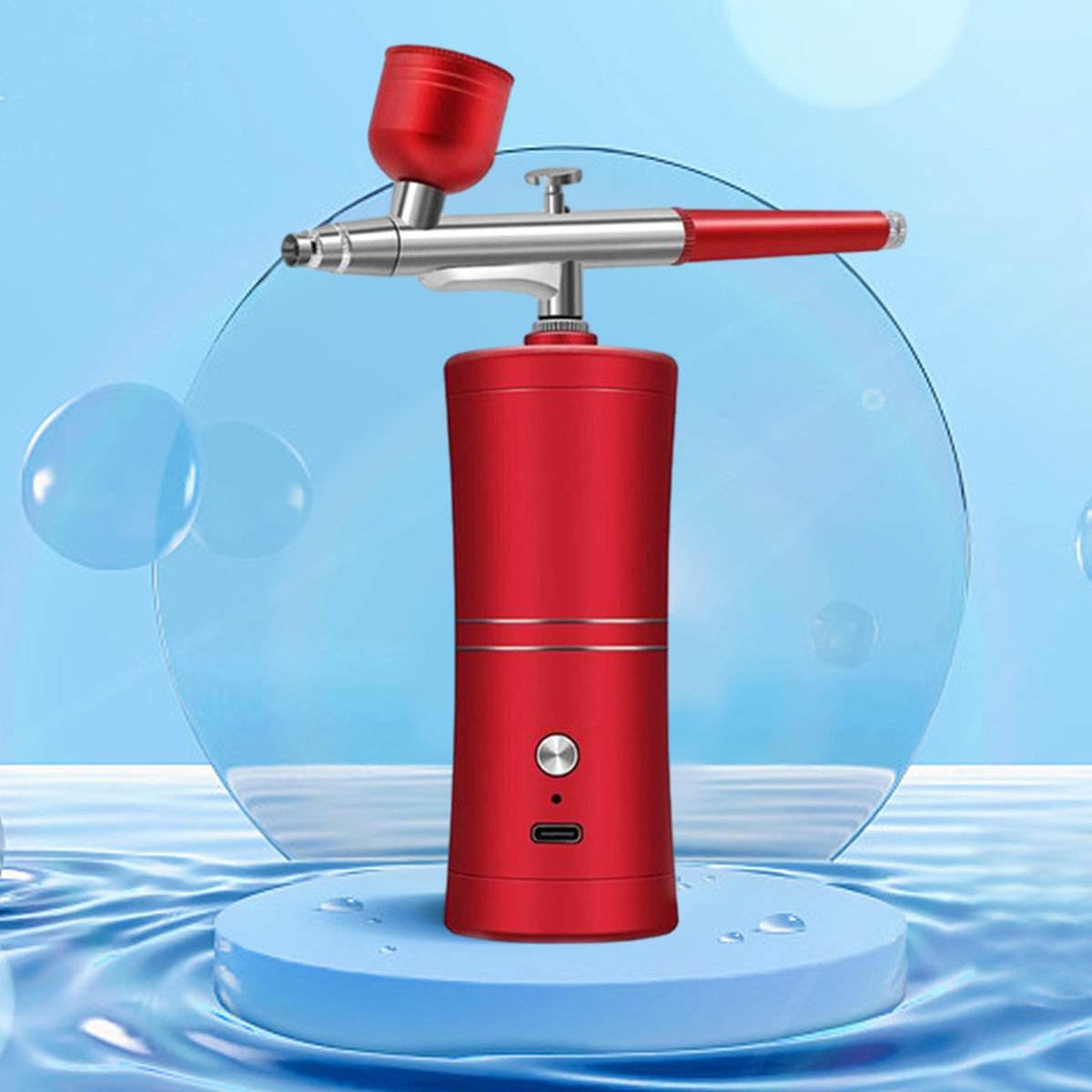 Mini Air Compressor Airbrush Spray For Skin Clean Skin Red