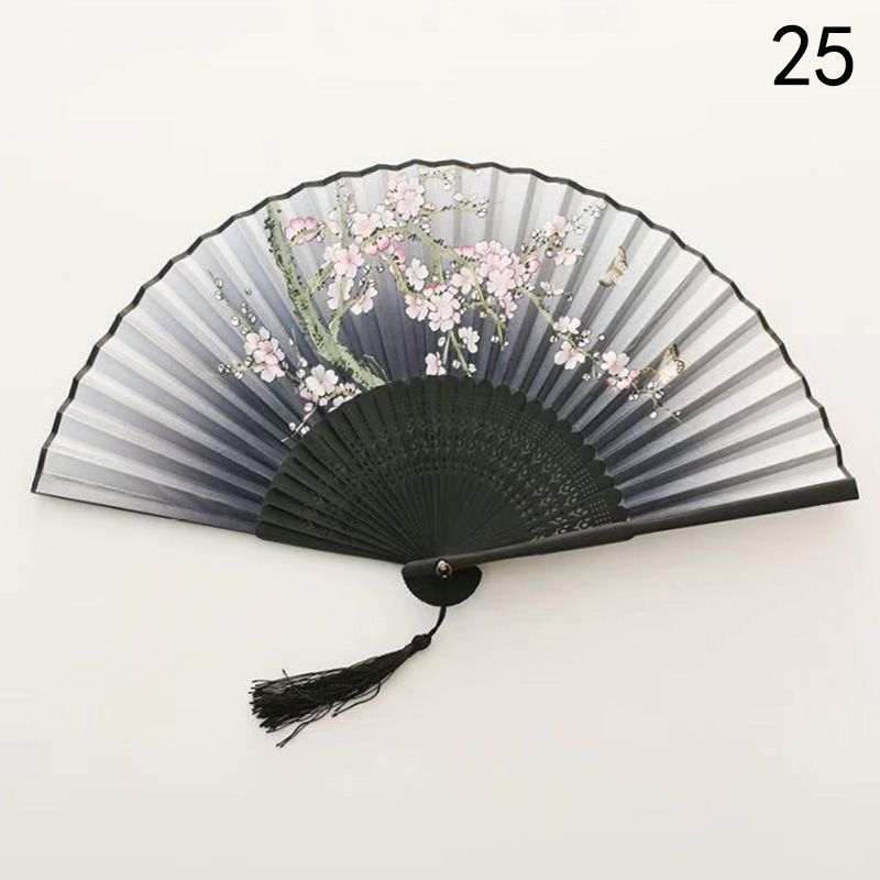 Fan Fans Japanese Crafts Art Style Hand Fan Printed Decoration Retro Folding Bamboo Fans Cloth Vintage Ancient Dance Chinese