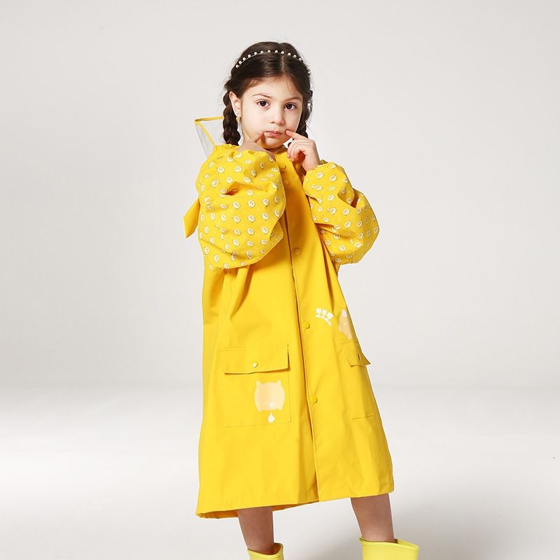 Siamese Children Raincoat Hooded Raincoat-Yellow
