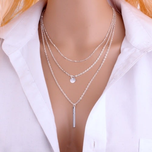 3 Layers Ladies Necklace - Silver