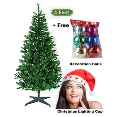 4ft Green Christmas Tree + Free Decoration Balls 6 Pieces + Christmas Cap