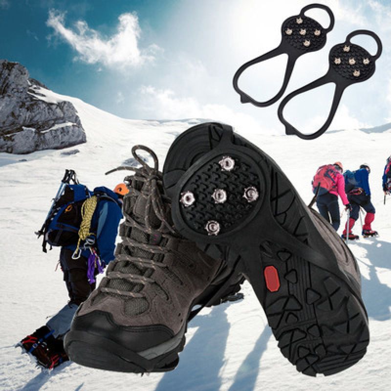 Unisex Men 5 Teeth Ice Gripper For Shoes Crampons Ice Gripper Spike Grips