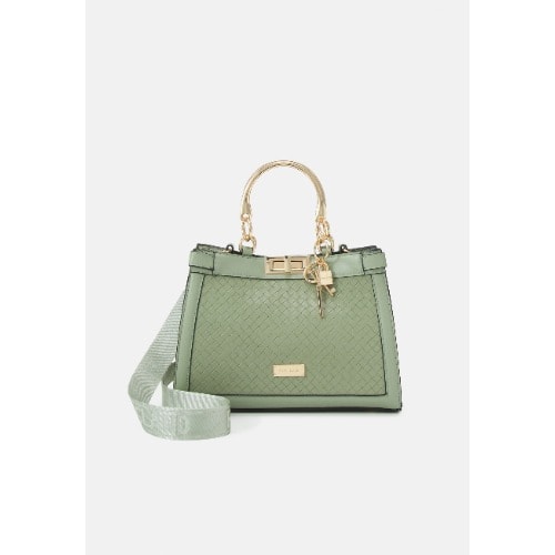 Olive Green Woven Tote Bag