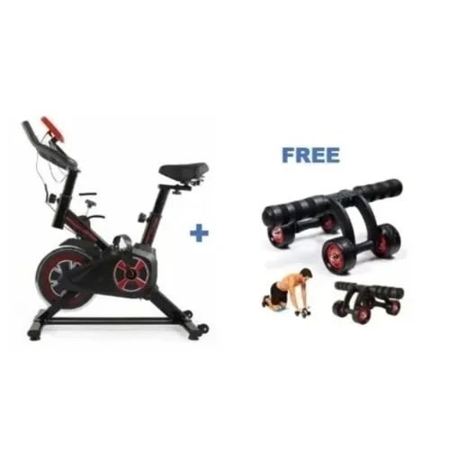 Monitor Spinning Bike With Display Screen + Free Ab Roller