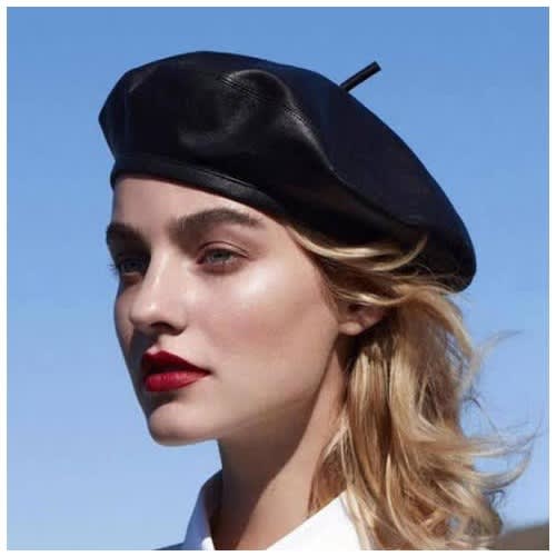 Luxury Fashion PU Leather Beret - Black