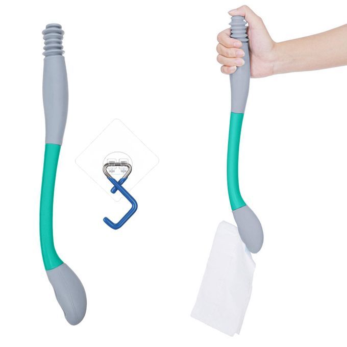 380mm Bottom Toileting  Tool Comfort Tissue Grip Grey Blue And Hook