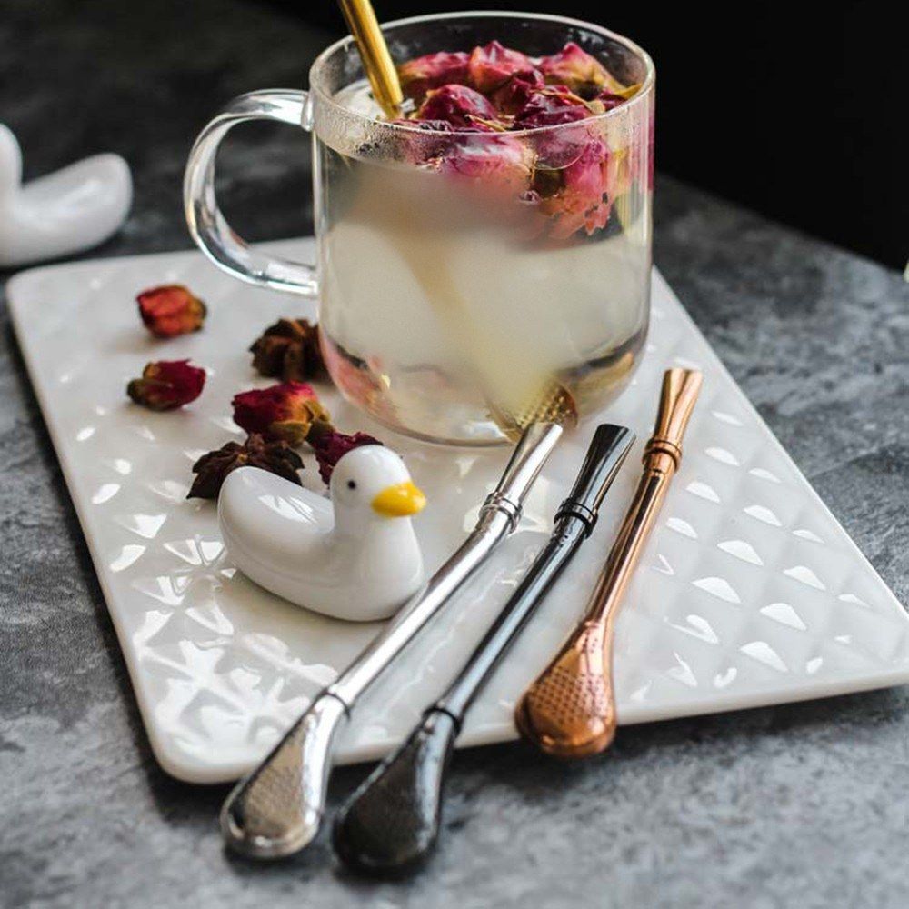 304 Stainless Steel Straw Spoon Strainer Filter Shaker