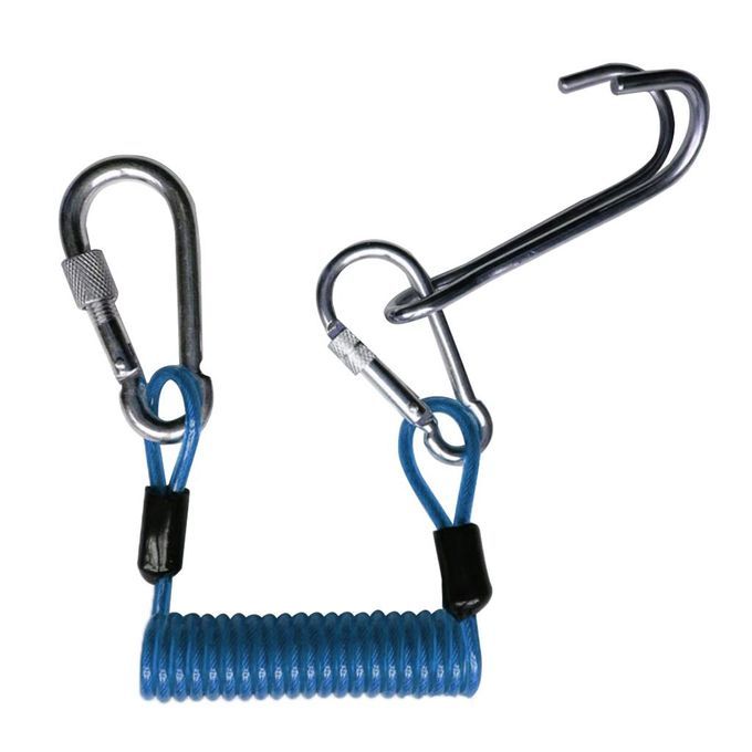 Scuba Diving   Reef  Double Hook W/ 1.2M Spiral  Lanyard 47 Blue
