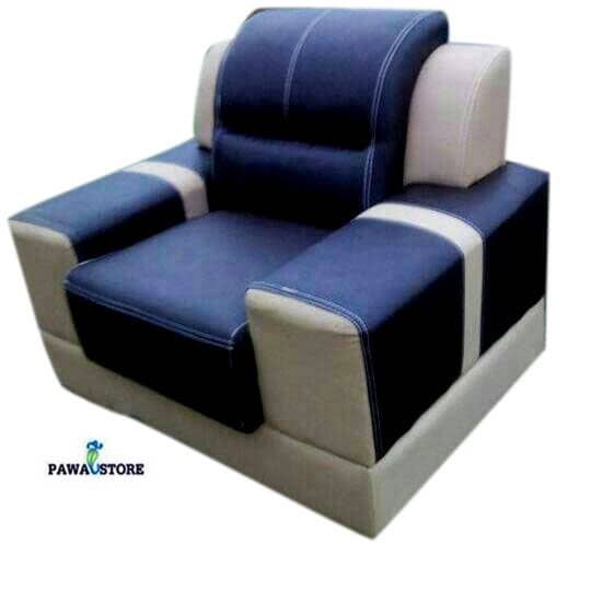 BLACK AND CREAM LEATHER 7 SEATER SOFA. (Delivery To Lagos Only)