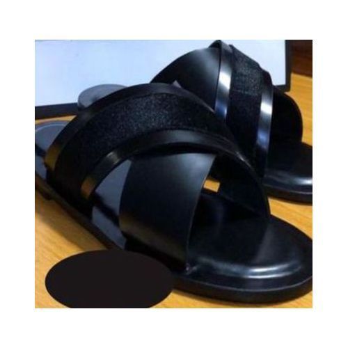 Mens Cross Black Palm Slippers